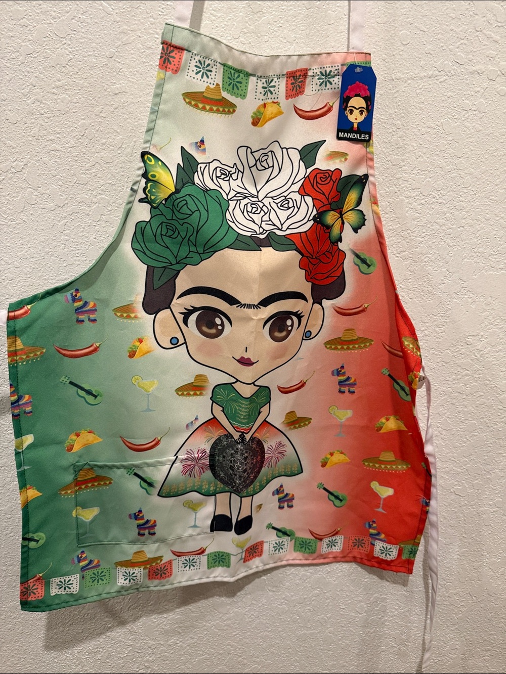 Frida Kahlo Kids Apron – Green, White & Red
